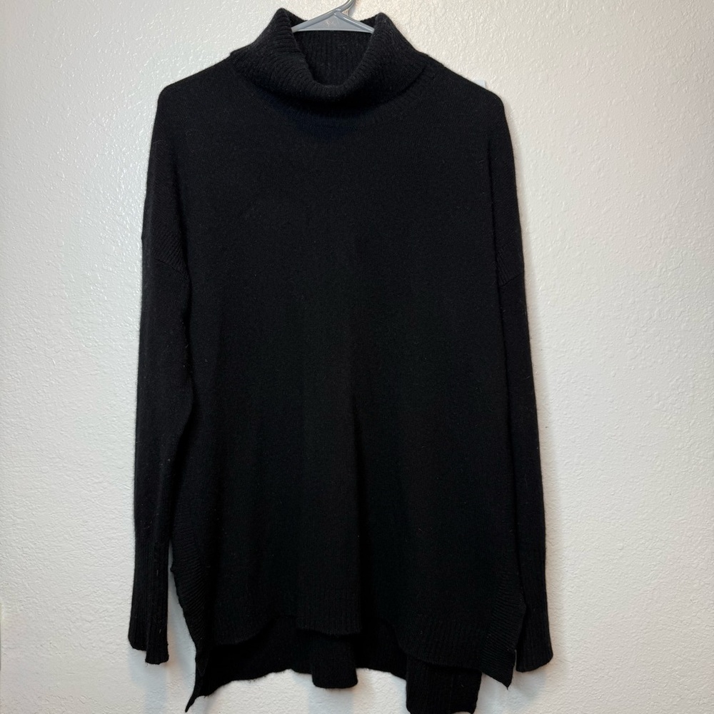 Catherine Malandrino Black Turtleneck Cashmere Sweater Size Extra Large